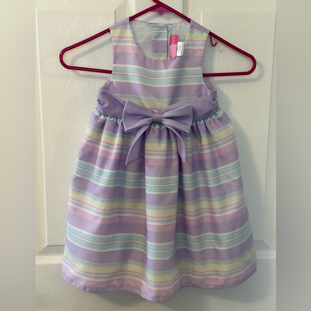 Good Lad Pastel Striped Bow Dress - Lavender, Mint, Cream, Pink